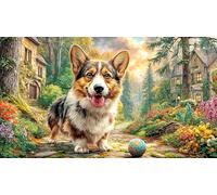 Pembroke-Welsh-Corgi Puzzle for Adults 1000Pc Recycled Paper Beautiful Decoration Puzzle Challenging for Decompression and Wall Decor Great Gift Idea 70x50/1000pcs
