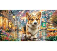 Pembroke-Welsh-Corgi Puzzle Game 1000 Pieces Jigsaw Puzzles Impossible Hard Difficult Challenging Recycled Paper for Adults and Kids Age 12 Years Up 38x52/1000pcs