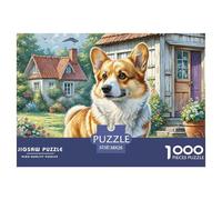 Pembroke Welsh Corgi Puzzles 1000 Pieces for Adults Beautiful Decoration Puzzle Pet Dog Challenging Puzzles Gifts for Men38x26cm/1000pcs