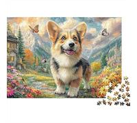 Pembroke Welsh Corgi Recycled Cardboard Senior Countryside Pet Decor Jigsaw Enthusiasts Concentration Training Office Break Housewarming Gift Puzzle 38x26cm/1000pcs