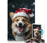 Pembroke Welsh Corgi Santa Hat Jigsaw Puzzles for Adults 1000 Piece Logic Boost Toy Group Joy Premium Edge Bday Surprise (50x75cm)
