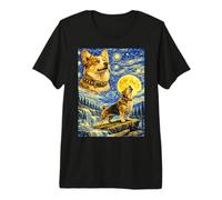 Pembroke Welsh Corgi Starry Night Van Gogh Cute Howling Dog Premium T-Shirt