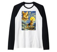 Pembroke Welsh Corgi Starry Night Van Gogh Cute Howling Dog Raglan Baseball Tee