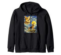 Pembroke Welsh Corgi Starry Night Van Gogh Cute Howling Dog Zip Hoodie