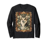 Pembroke Welsh Corgi William Morris Floral Design Long Sleeve T-Shirt