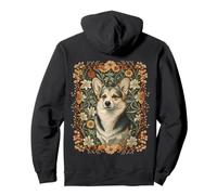 Pembroke Welsh Corgi William Morris Floral Design Pullover Hoodie