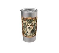 Pembroke Welsh Corgi William Morris Floral Design Stainless Steel Insulated Tumbler