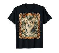 Pembroke Welsh Corgi William Morris Floral Design T-Shirt