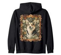 Pembroke Welsh Corgi William Morris Floral Design Zip Hoodie