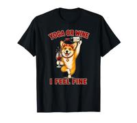 Pembroke Welsh Corgi Yoga or Wine I Feel Fine - DIGOR T-Shirt