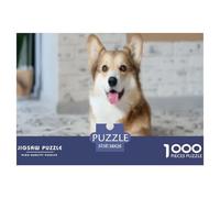 Pembroke Welsh Corgi1000 Piece Educational Game Jigsaw Puzzle A Corgi Lies on A Patterned Bed Smiling for Adults & Kids 12 Years And Up Beautiful Decoration38x26cm/1000pcs