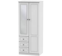 Pembroke White 2 Door Combi Wardrobe - 1 Mirror RHF 3 Drawers