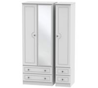 Pembroke White 3 Door Tall Combi Wardrobe - 1 Mirror