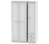 Pembroke White 3 Door Tall Triple Wardrobe - RHF 2 Drawers