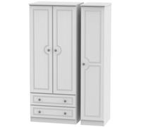Pembroke White 3 Door Triple Wardrobe - LHF 2 Drawers