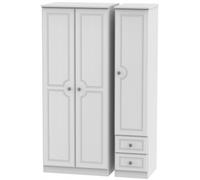 Pembroke White 3 Door Triple Wardrobe - RHF 2 Drawers