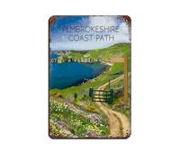 Pembrokeshire Coast Path Poster Retro Poster Metal Tin Sign Chic Art Retro Iron Painting Bar People Cave Cafe Family Garage Poster Wall Decoration 8x12inch(20x30cm)