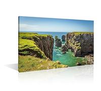 Pembrokeshire Coast Wales Canvas Wall Art Rock Stacks Offshore Wall Paintings 1 Piece Wall Decoration for Living Room Decor Summer Wall Pictures for Bedroom Framed Ready to Hang (16''Wx 24''H)