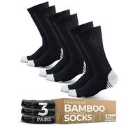 Pembrook 3 Pairs Viscose Bamboo Socks Mens - Premium Crew Work Socks, Moisture Wicking Socks Men for Hiking, Work Boot Socks, Black - 3 Pairs, Medium