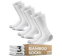 Pembrook 3 Pairs Viscose Bamboo Socks Mens - Premium Crew Work Socks, Moisture Wicking Socks Men for Hiking, Work Boot Socks, White - 3 Pairs, Large