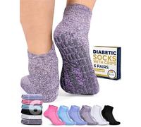 Pembrook 6 Pairs Diabetic Ankle Socks for Men & Women with Grips - 12 Colors Neuropathy Socks for Men | Non Slip Edema Socks, Bright Colors, Medium