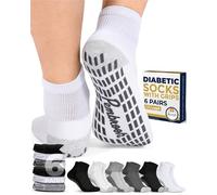 Pembrook 6 Pairs Diabetic Ankle Socks - Men & Women, Non Slip, Edema, Neuropathy, 12 Colors, Neutrals Pack - 6 Pairs, Medium