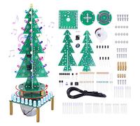PEMENOL DIY Soldering Practice Kit - 3D RGB LED Rotating Xmas Tree, Colorful Musical Christmas Tree Fun Electronic Project for Christmas Decoration