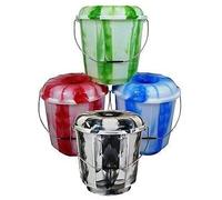 Pemienterprize 1 x High Grade Multipurpose Tie dye Design Bucket Bin With Metal Handle And Lid Storage Container, Hard Wearing For Food Storage, Garden, Cleaning, Kitchen (Assorted Colours) (5 Litre)