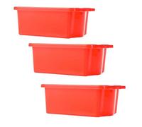 Pemienterprize Ltd 3 x 16L Litre Coloured Plastic Storage Box Stackable Container Open Storage Basket Bin Home Kitchen Organiser Crate Boxes For Shoes Office Stationery Toys Clothes Red