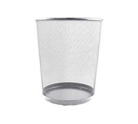 Pemienterprize Silver Metal Waste Paper Bin Simple Wire Mesh Dustbin, Modern Design Office Home and Kitchen