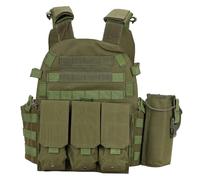 Peminkoo Tactical Vest Body Armor Hunting Plate Carrier Airsoft Accessories Military Combat Army Wargam molle (Green)