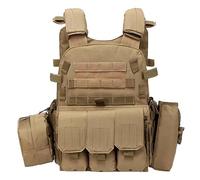 Peminkoo Tactical Vest Body Armor Hunting Plate Carrier Airsoft Accessories Military Combat Army Wargam molle (Tan)