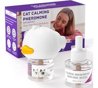 PEMOO Cat Calming Pheromone Diffuser Kit for Cat/Kitten Anxiety Relief Stress Reduction, 48ml x 2 and1 Plug-in Diffuser Reduces Common Signs of Stress and Fear
