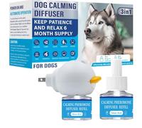PEMOO Dog Calming Pheromone Diffuser Kit for Dogs/Puppies Anxiety Relief Stress Reduction, 48ml x 2 and1 Plug-in Diffuser Reduces Destructive Behavior, Pee Accidents, Separation Anxiety, Barking