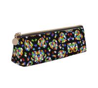 Pen Case Autism Awareness Puzzle Pieces Heart Leather Pencil Case Personalized Print Makeup Bag, for Boys, Students, Kids