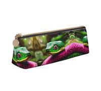 Pen Case Green Snake Triangle Pencil Case Portable Large Capacity Stationery Organizer, for Teen, Boys, Office