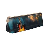 Pen Case Lake Guitar Reflections Triangle Pencil Case with Zipper Portable Makeup Bag, for School, Adults, Boys