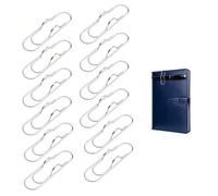 Pen Clip for Notebook, 12 Pack Stainless Steel Pen Pencil Clip Holder for Notebook, Books, Journal, Clipboard, Paper, etc. - 2.6 x 0.7 inch (Silver)