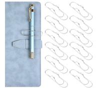 Pen Clip for Notebook, 12 Pack Stainless Steel Pen Pencil Clip Holder for Notebook, Books, Journal, Clipboard, Paper, etc. - 2.6 x 0.7 inch (Silver) Notebook Pen Holder