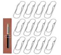 Pen Clip for Notebook, 12 Pack Stainless Steel Pen Pencil Clip Holder for Notebook, Books, Journal, Clipboard, Paper, etc. - 2.6 x 0.7 inch (Silver)
