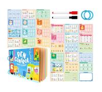 Pen Control Training Cards - 21.5x14.5cm Reusable Handwriting Practice Set | Early Learning Writing Exercises For Kids Ages 2-6, Includes Pens & Loops