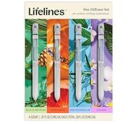 Pen Diffuser Set Featuring Lifelines Essential Oil Blends, Elegant 1.0mm Ballpoint Tip, Black Pen, Ink Refill Included, Set of 4