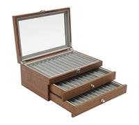Pen Display Box, 3 Layer Fountain Pen Collection Box, 34 Slots Pen Holders, Walnut Color Pen Storage Box, Vintage Wood Collector Organizer Box, 31*20*12.5cm, for Storing Different Types of Pens