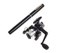 Pen Fishing Rod with Reel Mini Pole Rotating Fishing Wheel for Outdoor Accessories Black 2PCS Accessories