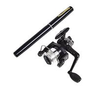 Pen Fishing Rod with Reel Mini Pole Rotating Fishing Wheel for Outdoor Accessories, Pocket Rod, Black 2PCS