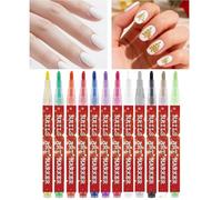 Pen for Drawing Nails, 12 Pieces of Markers for Manicure, , Doodle and Eyeliner | Pen Kit for Drawing, Painting and Outlining Dots, for Home Beauty Salon Travel Outdoor Col