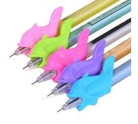 Pen Holder for Children - Set of 5 Ergonomic Pen Grip Aid in Shape | Writing Aid for Correction | Silicone Learning to Write Aid for School and Home, 4.5 x 1 cm, Soft and Non-Slip, Blue