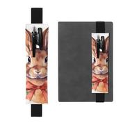 Pen Holder for Notebook Adjustable Elastic Band Pencil Holder Bunny Rosette Bookmark PU Leather Pen Sleeve Pouch Pencil Case Book Marks Page Marker for Planners Journals Book