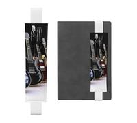 Pen Holder for Notebook Adjustable Elastic Band Pencil Holder Electric Guitar Bookmark PU Leather Pen Sleeve Pouch Pencil Case Book Marks Page Marker for Planners Journals Book