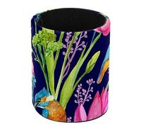 Pen Holder Round Pencil Holder for Desk, Birds Kingfisher and Lotus Flowers Watercolor Illustration Pen Pot Pen Cup Makeup Brushes Holder Stand Display Desk Stationery Organiser for Home Office School